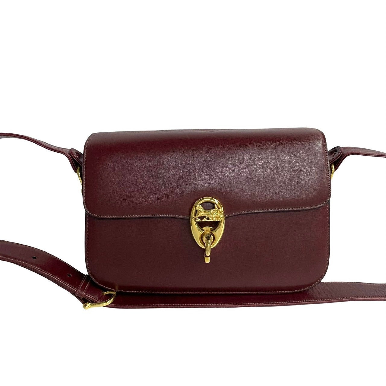 Shoulder Bag Calfskin, Wine Carriage Metal Women Leather Red