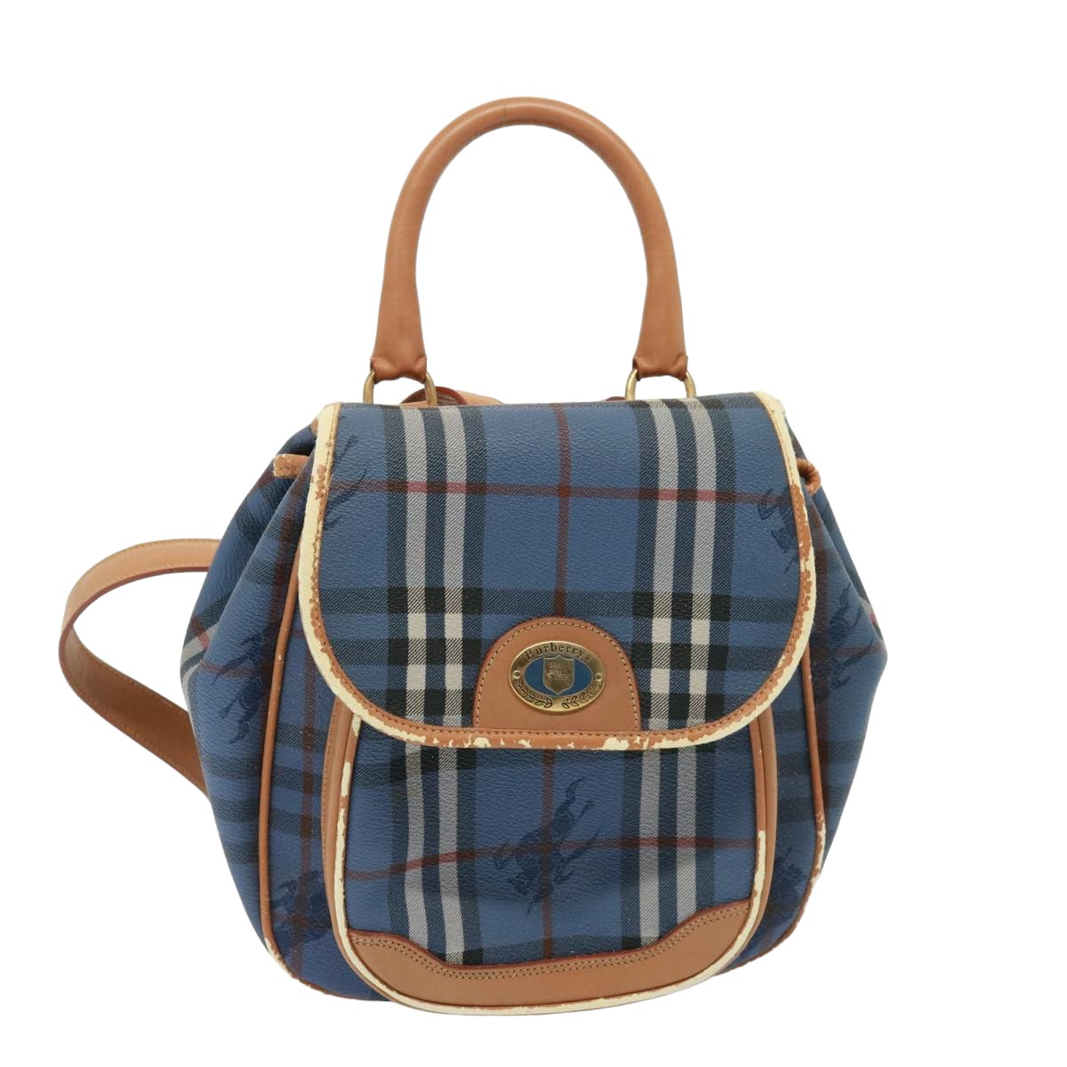 Burberry Luxury ss Nova Check Shoulder Bag Pvc Auth Leather Blue