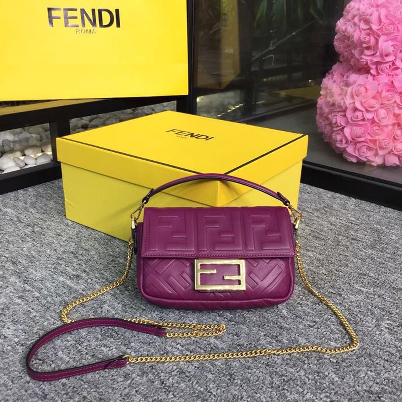 Fendi Top QualityTop Quality Baguette Nappa FF Crossbody Bag Ff 8Bs017