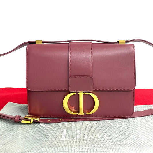 Dior Shoulder Bag Wine Montaigne Leather Red