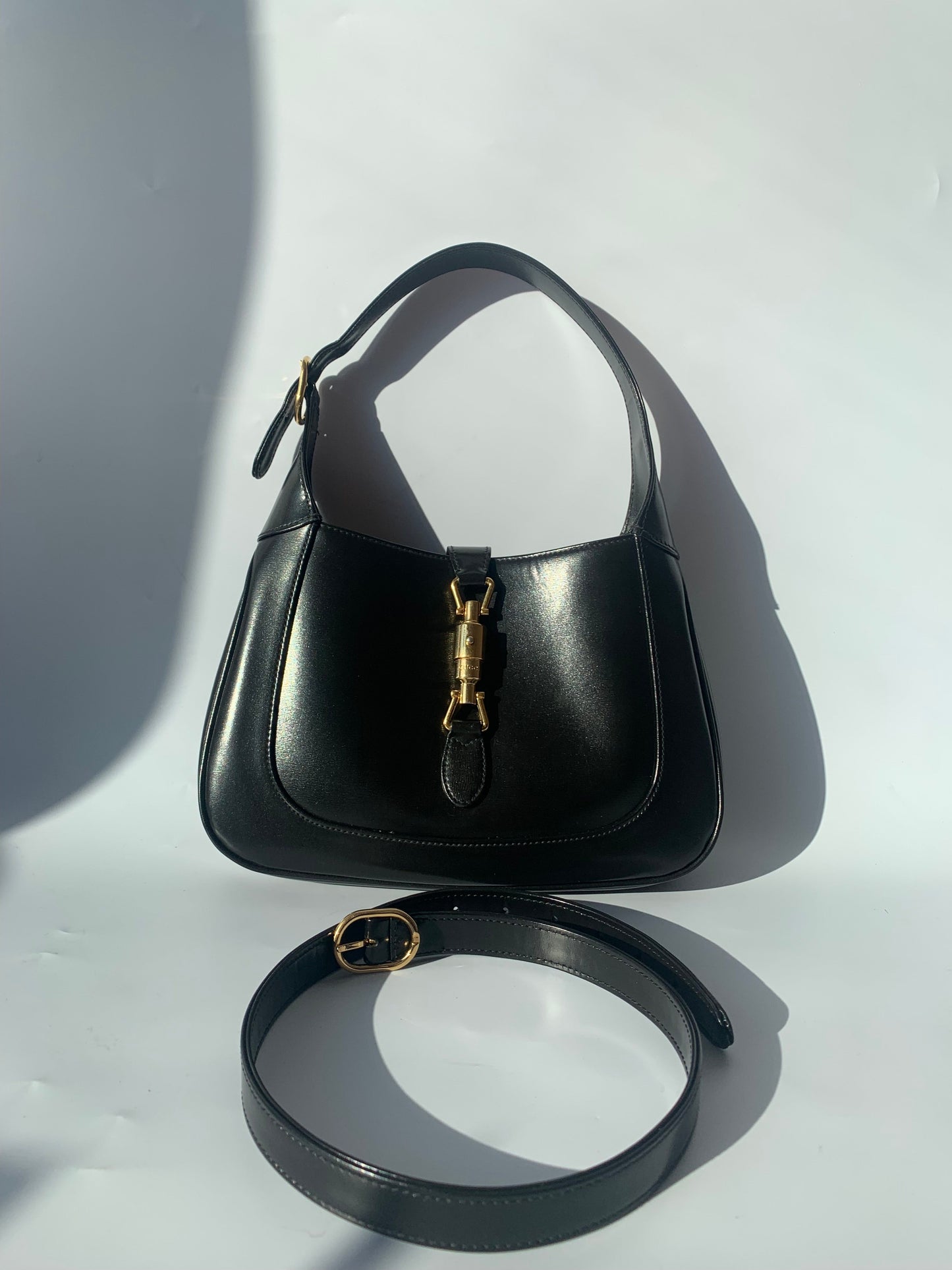 Gucci Jackie Adjustable Strap Leather Black Handbag Strap 3