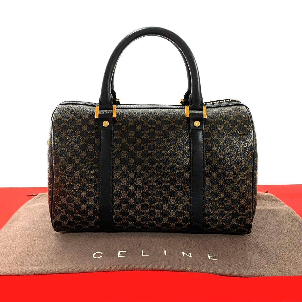 Boston Duffel Bag , Pvc Macadam Brazon Leather Black Travel Bag