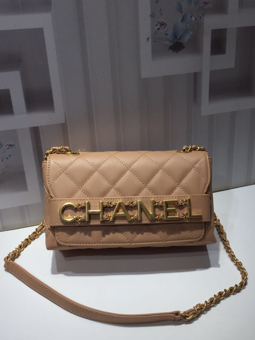 CHLFront Hardware Apricot , ’s Gold Small Logo Flap Shoulder Bag