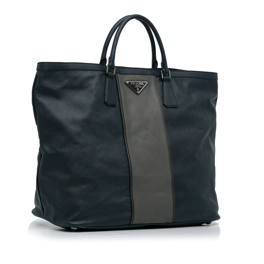 Prada Lux Tote Saffiano Blue Tote Bag
