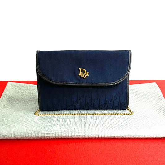 Dior Shoulder Bag , Navy Trotter Pattern Women Leather Canvas