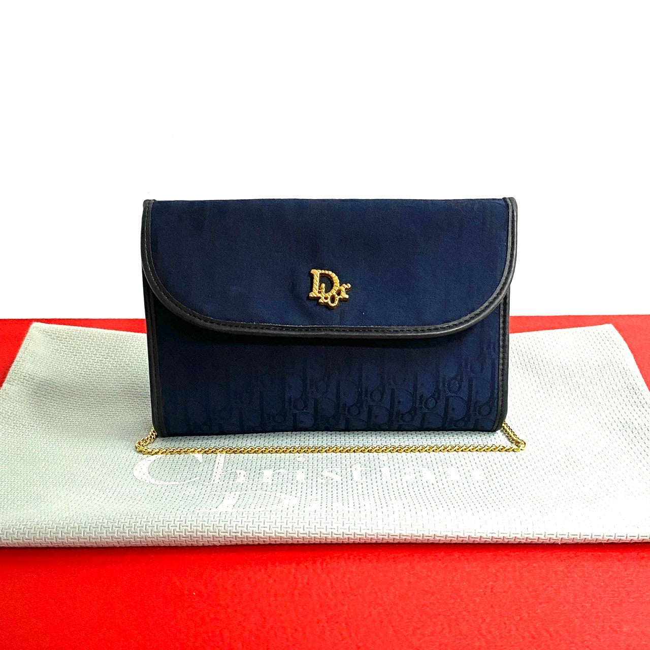 Dior Shoulder Bag , Navy Trotter Pattern Women Leather Canvas