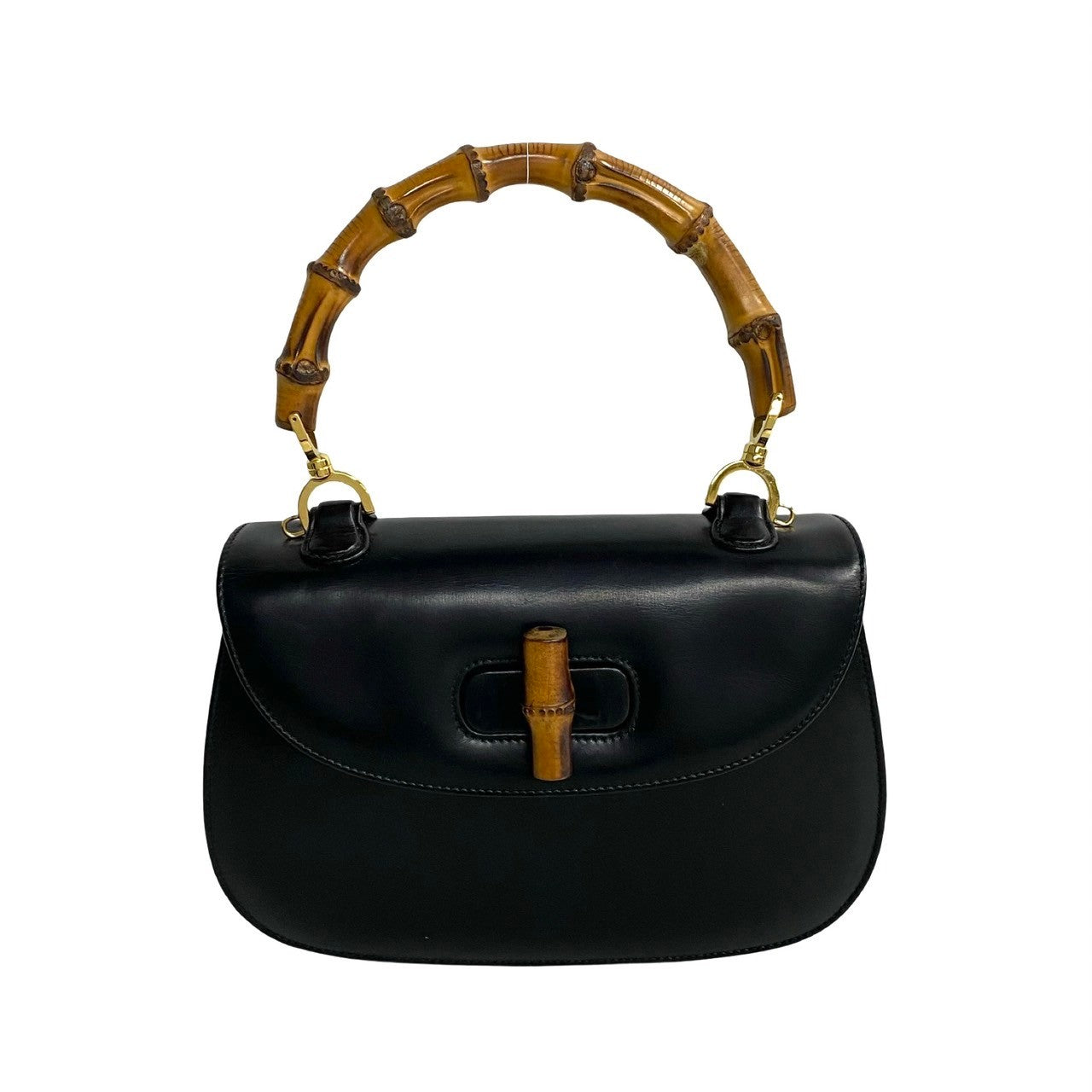 Gucci Bamboo Leather Calfskin Black Travel Bag