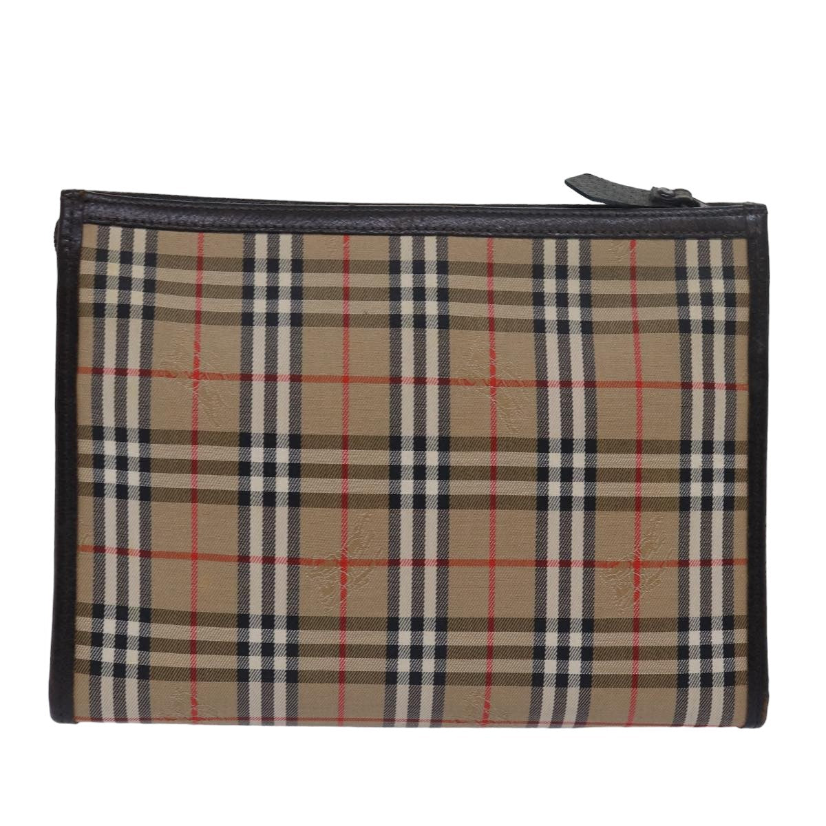 Burberry Luxury ss Nova Check Clutch Bag Auth Canvas Beige Beige Auth 79427