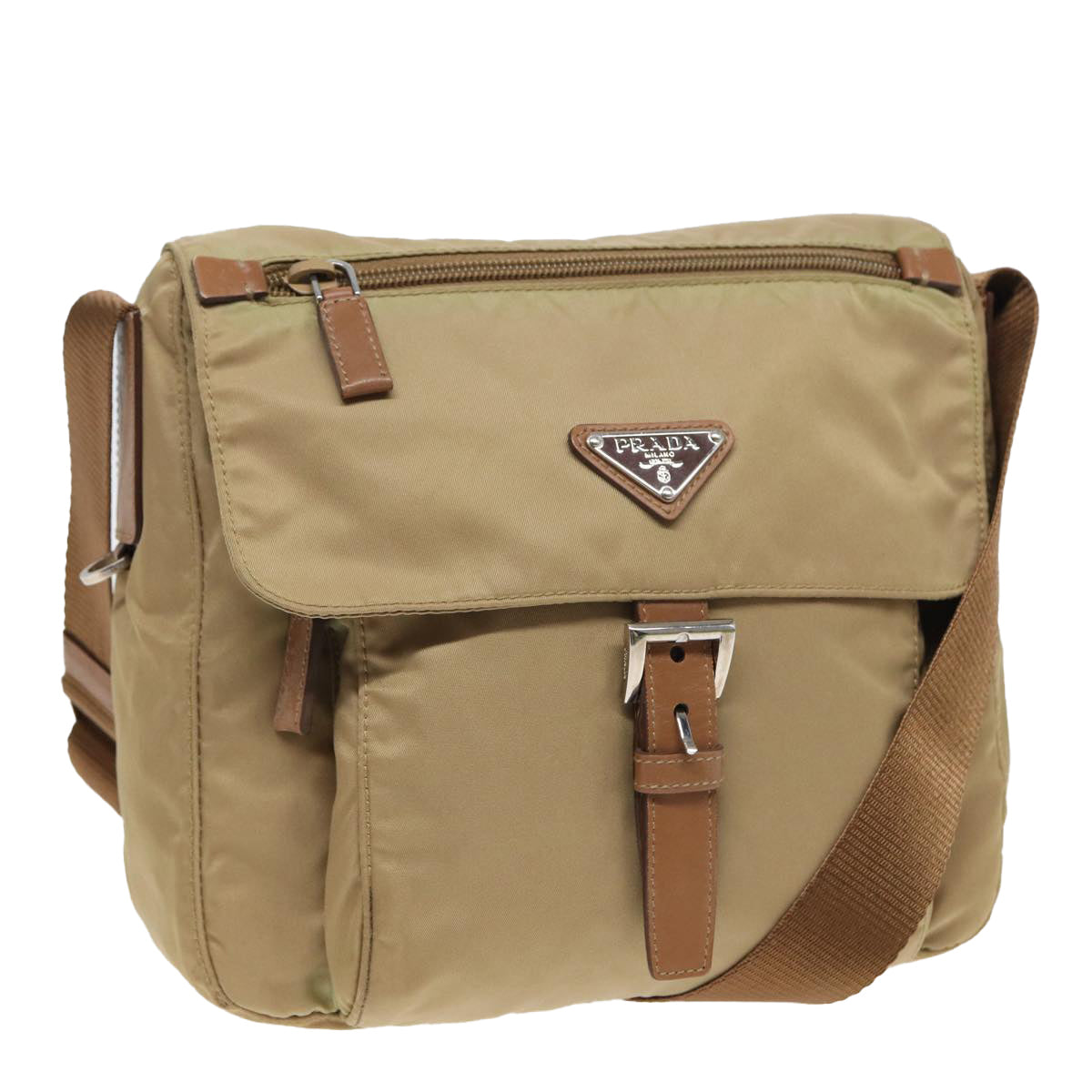 Prada Shoulder Bag Auth Nylon Beige Beige Auth 79429