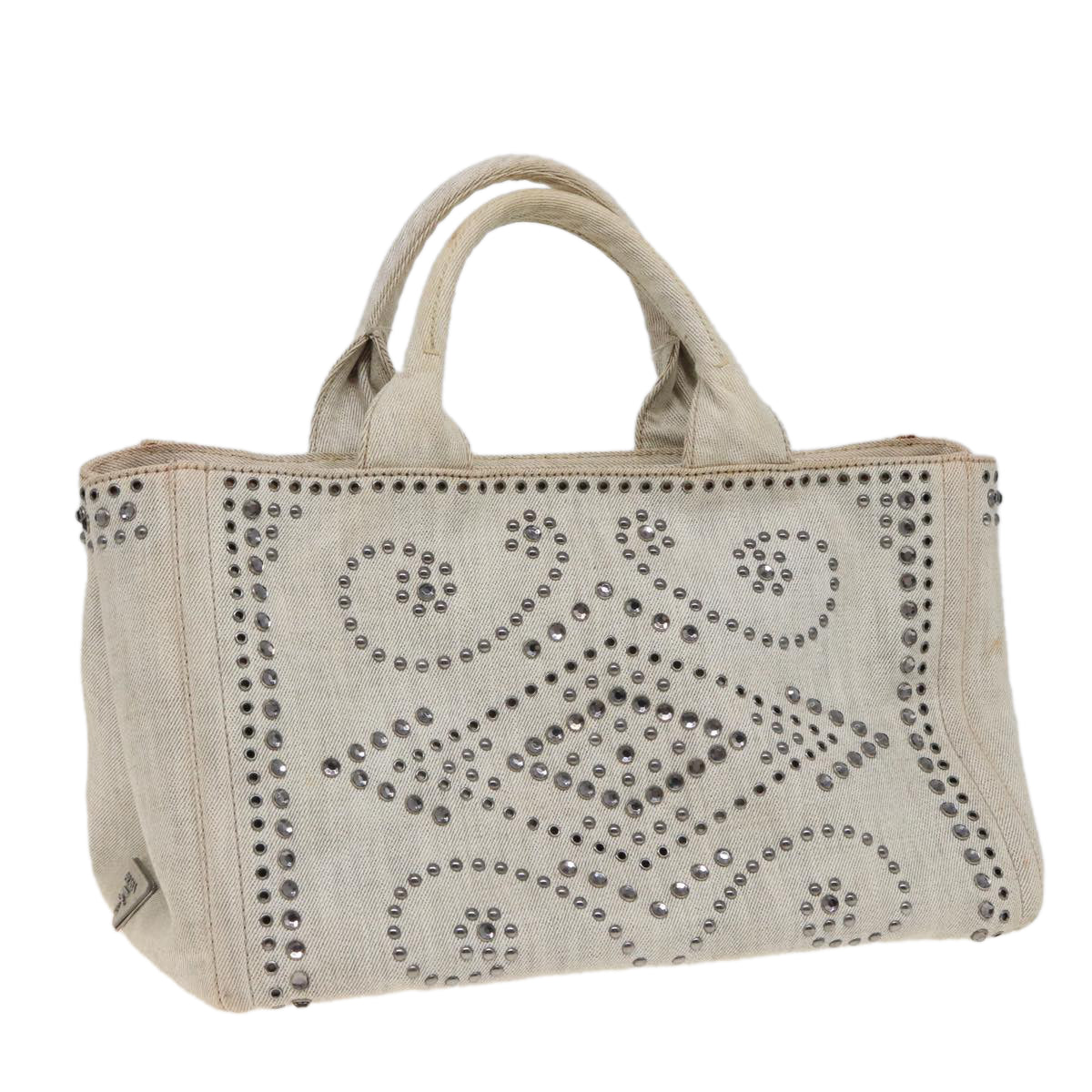 Prada Bijoux Canapa Mm Hand Bag Auth Canvas Gray Travel Bag