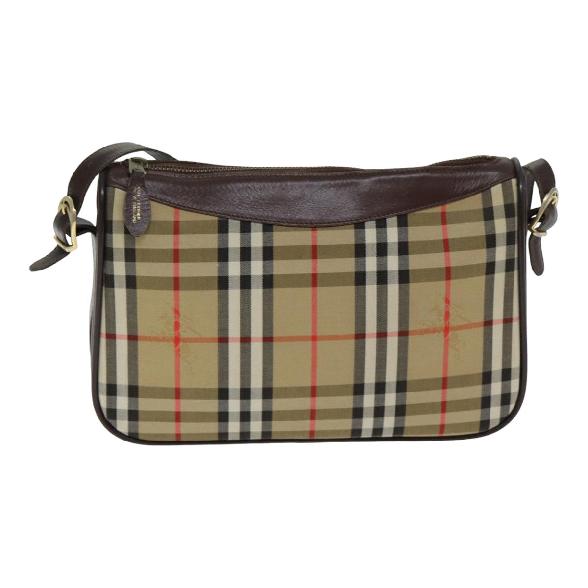 Burberry Luxury ss Nova Check Shoulder Bag Auth Leather Canvas Beige