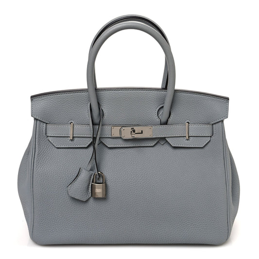 Hermes Togo Birkin Bleu Glacier Handbag Travel Bag