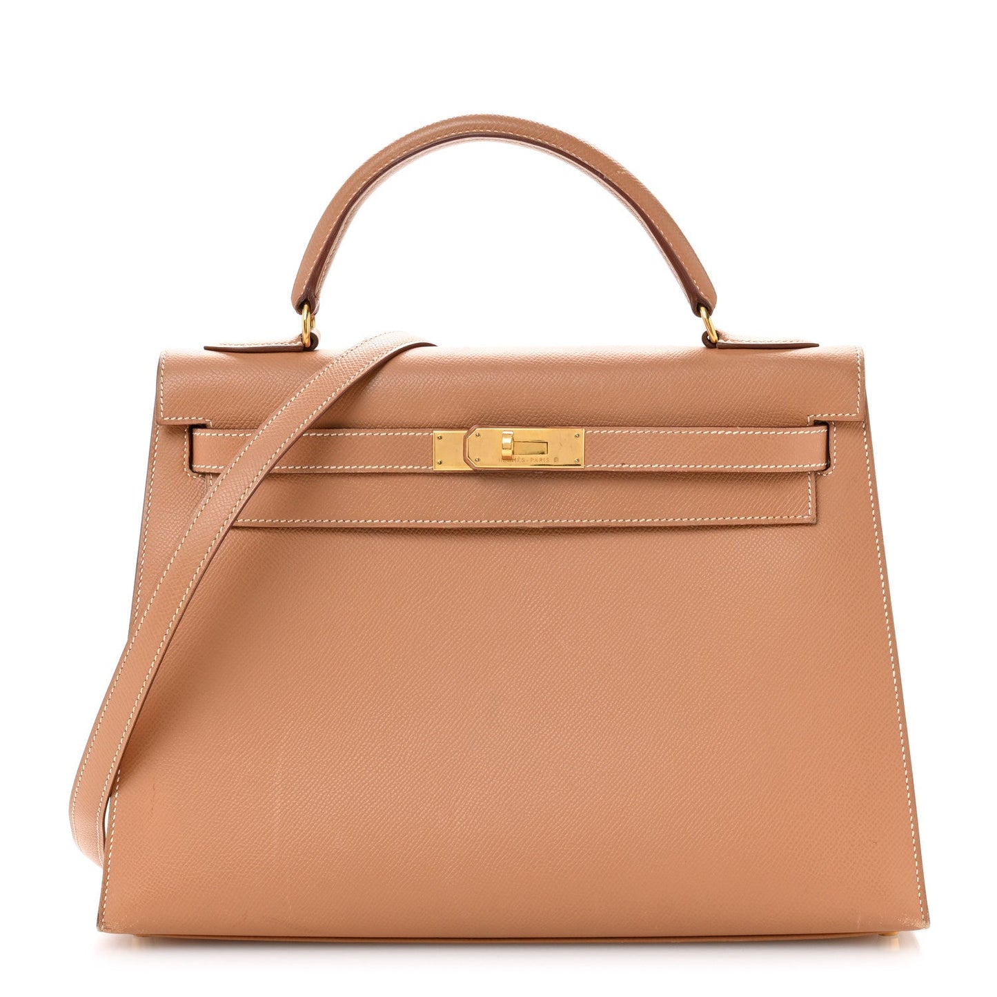 Hermes Courchevel Kelly Sellier Tabac Camel Handbag Travel Bag