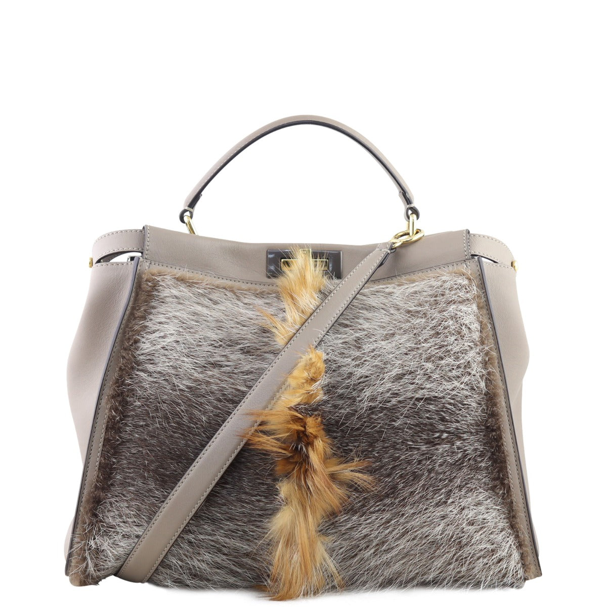 Fendi Handbag Fox & Nutria Fur Peekaboo Large