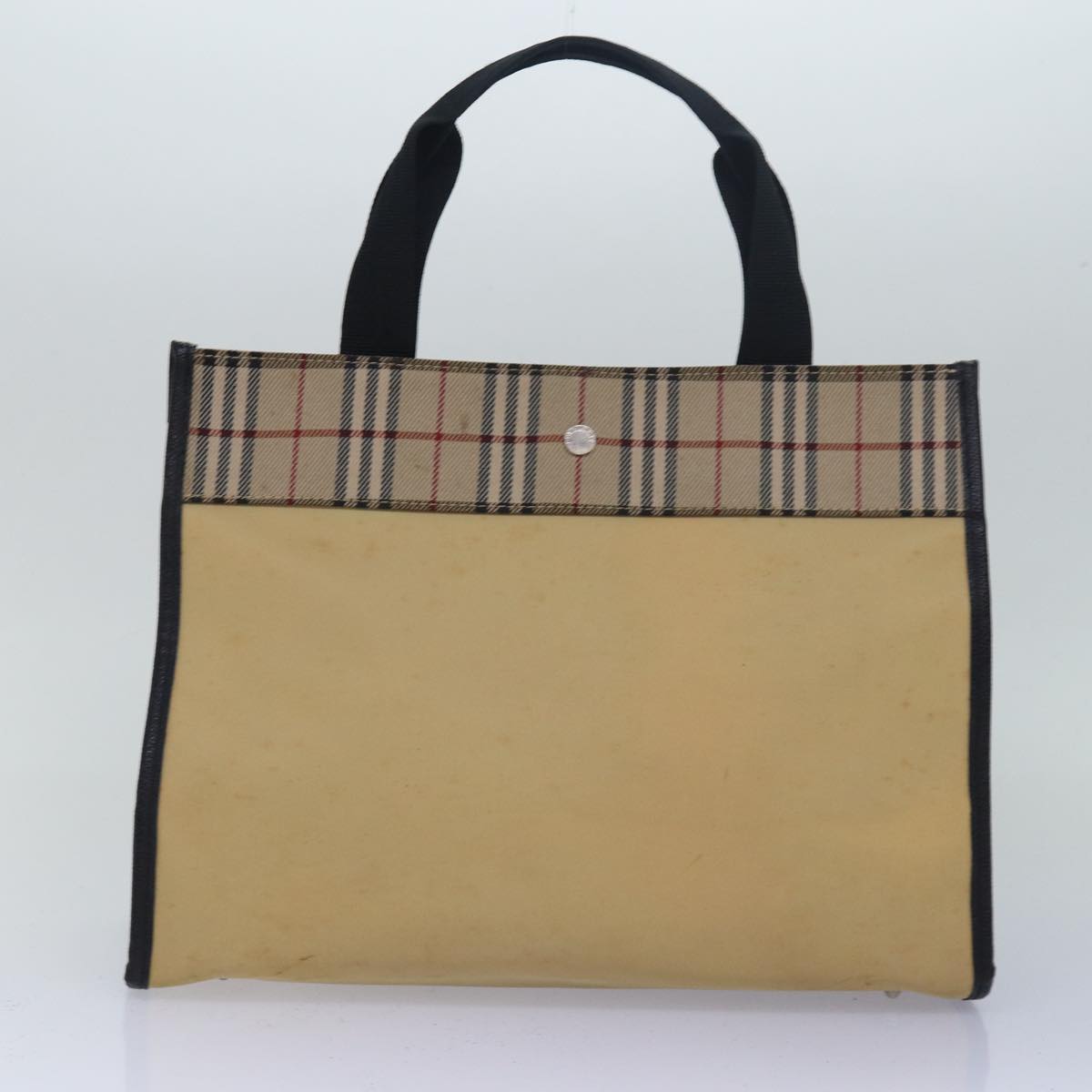 Burberry Luxury Nova Check Hand Bag 2Set Auth Nylon Black Beige Travel Bag