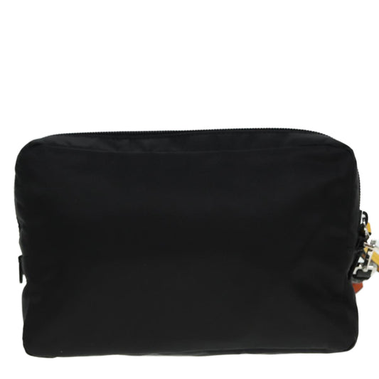 Prada Clutch Bag Auth Nylon Black Green