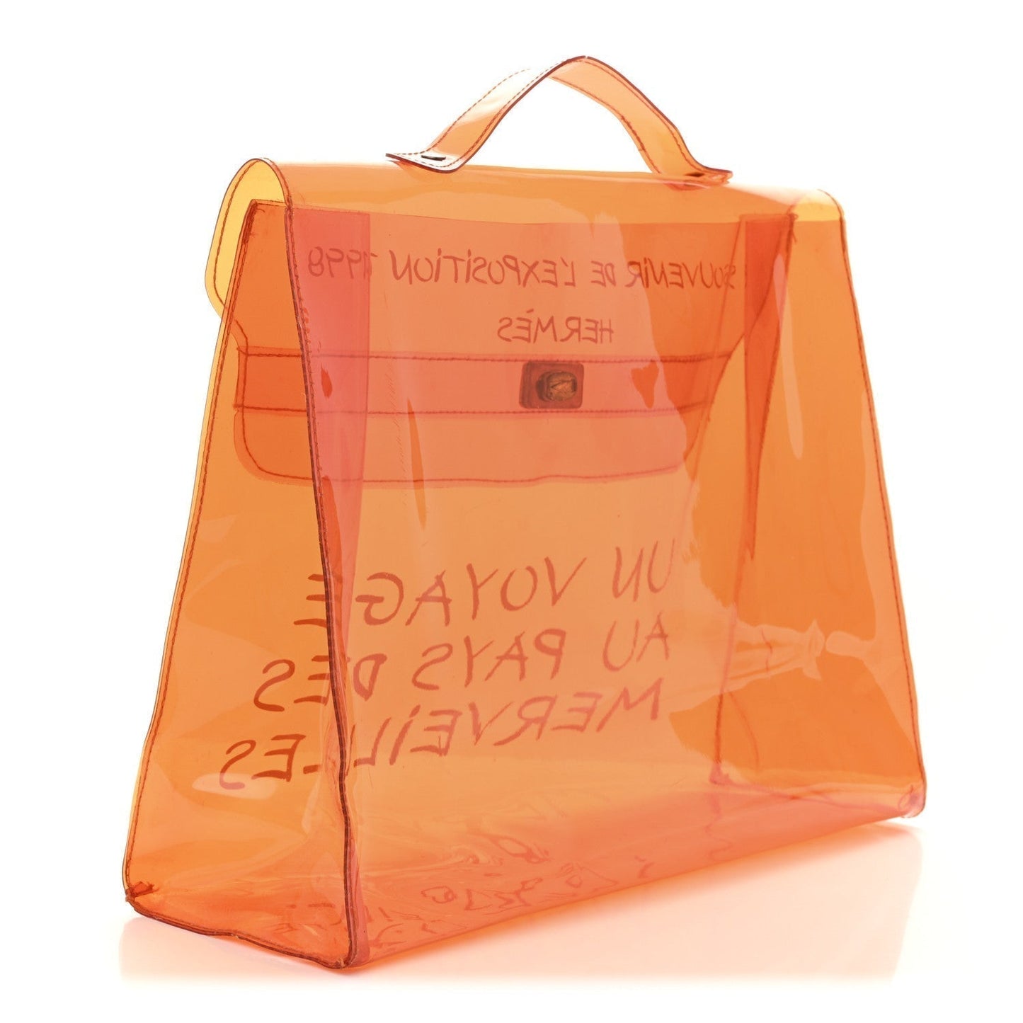 Hermes Vinyl Souvenir De Exposition Kelly Handbag Orange Travel Bag Kelly Orange 1762715