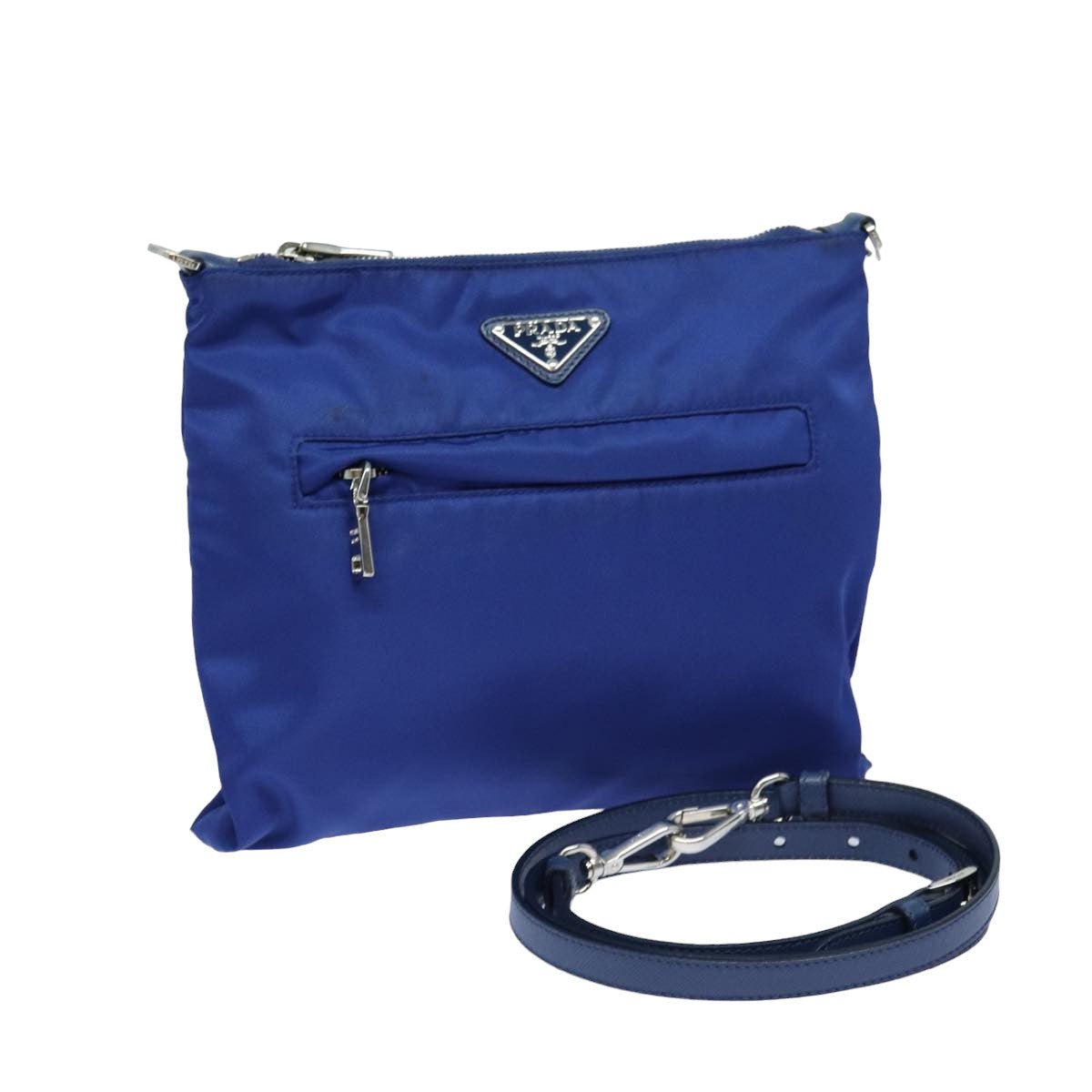 Prada Shoulder Bag Auth Nylon Blue Blue Auth 79905