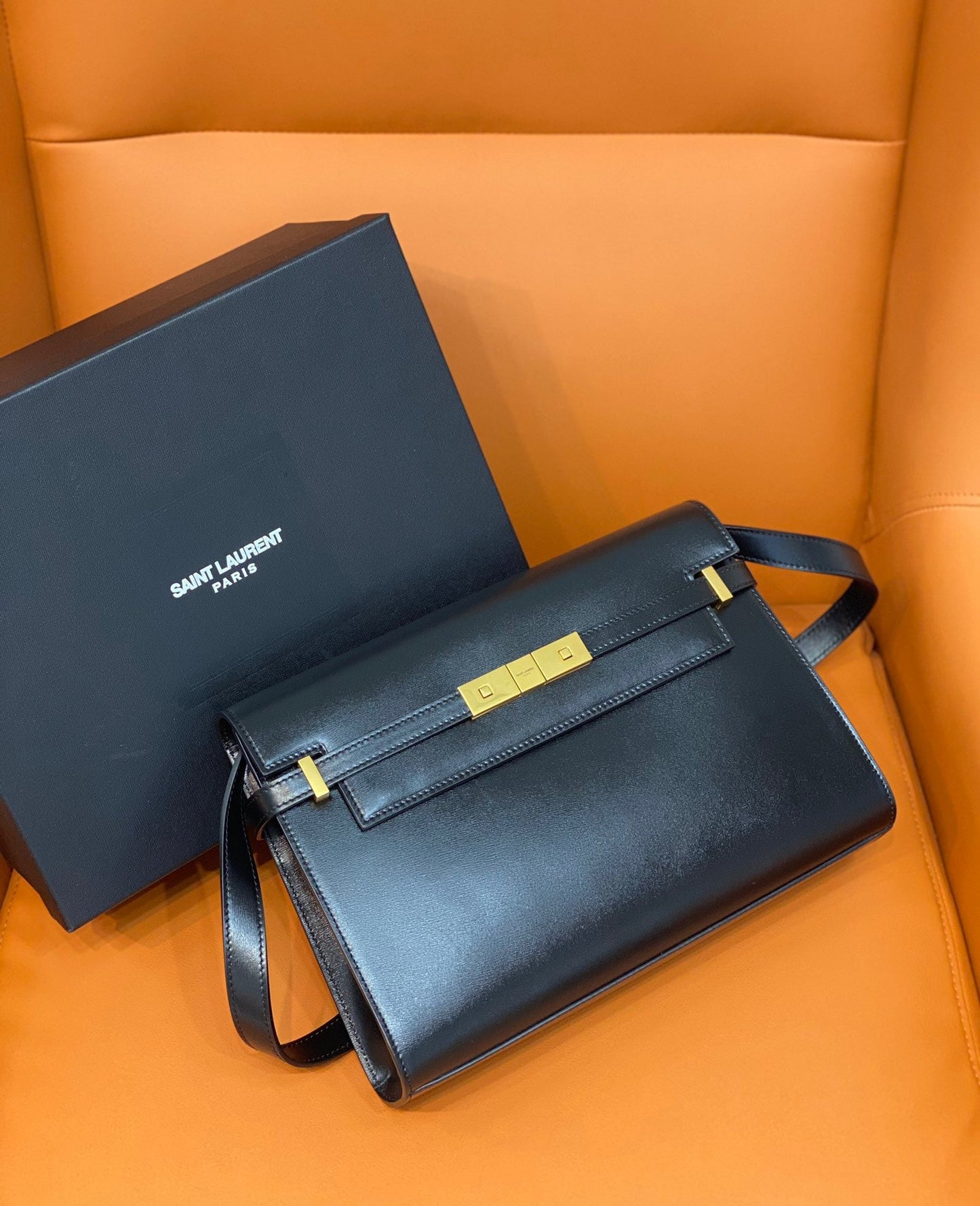 YSL Manhattan Black Shoulder Bag 5792710Sx0W1000