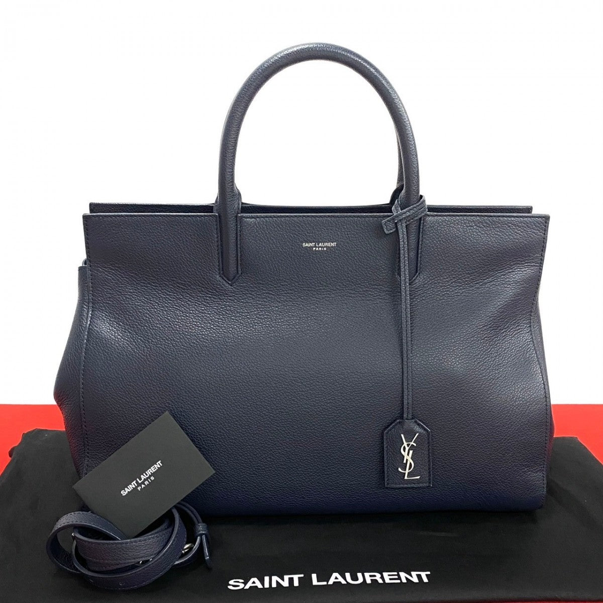 Saint Paris Shoulder Bag Navy Cava Rive Leather