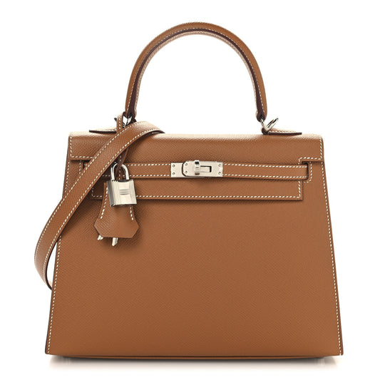 Hermes Epsom Kelly Sellier Handbag Gold Travel Bag 25 Gold 1746911