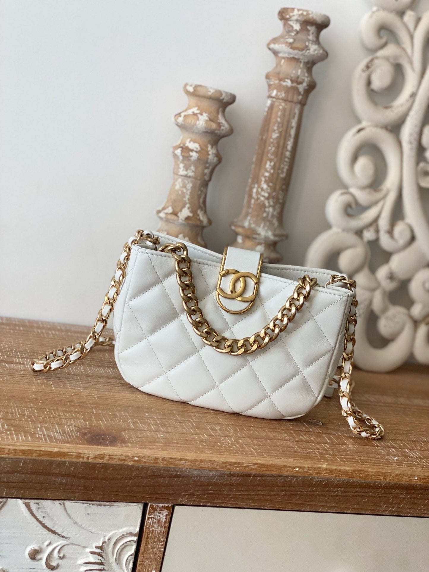 Chlsmall Hobo Bag Hardware For Women Handbags White Gold Shoulder Bag