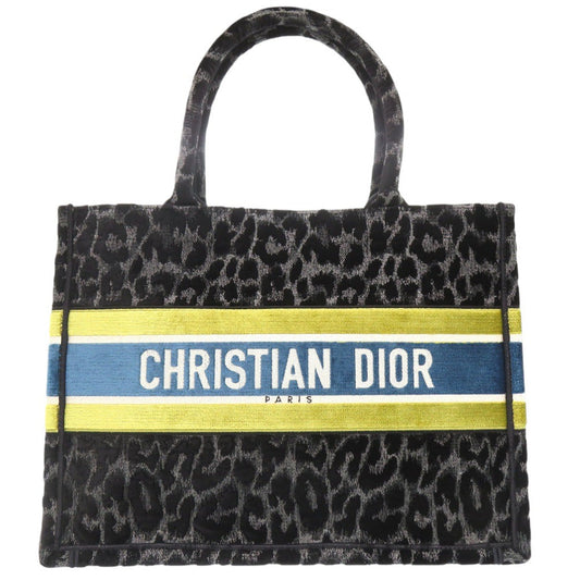 Dior Christian Tote Bag Velor Velour Book Tote Black Medium