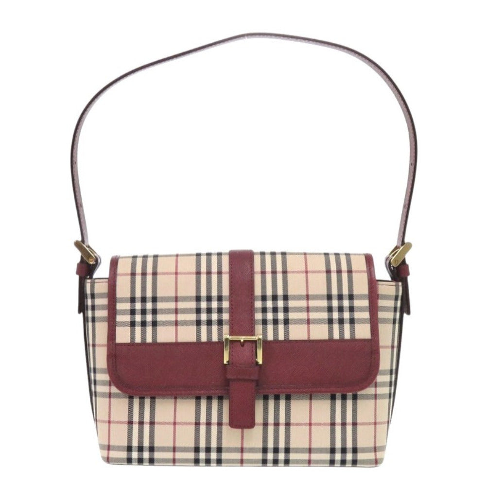 Burberry One Shoulder Bag Nova Check Women Leather Canvas Beige