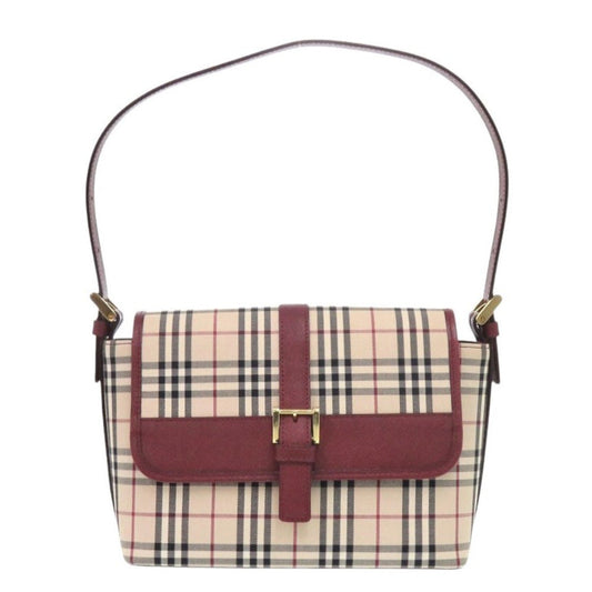 Burberry One Shoulder Bag Nova Check Women Leather Canvas Beige