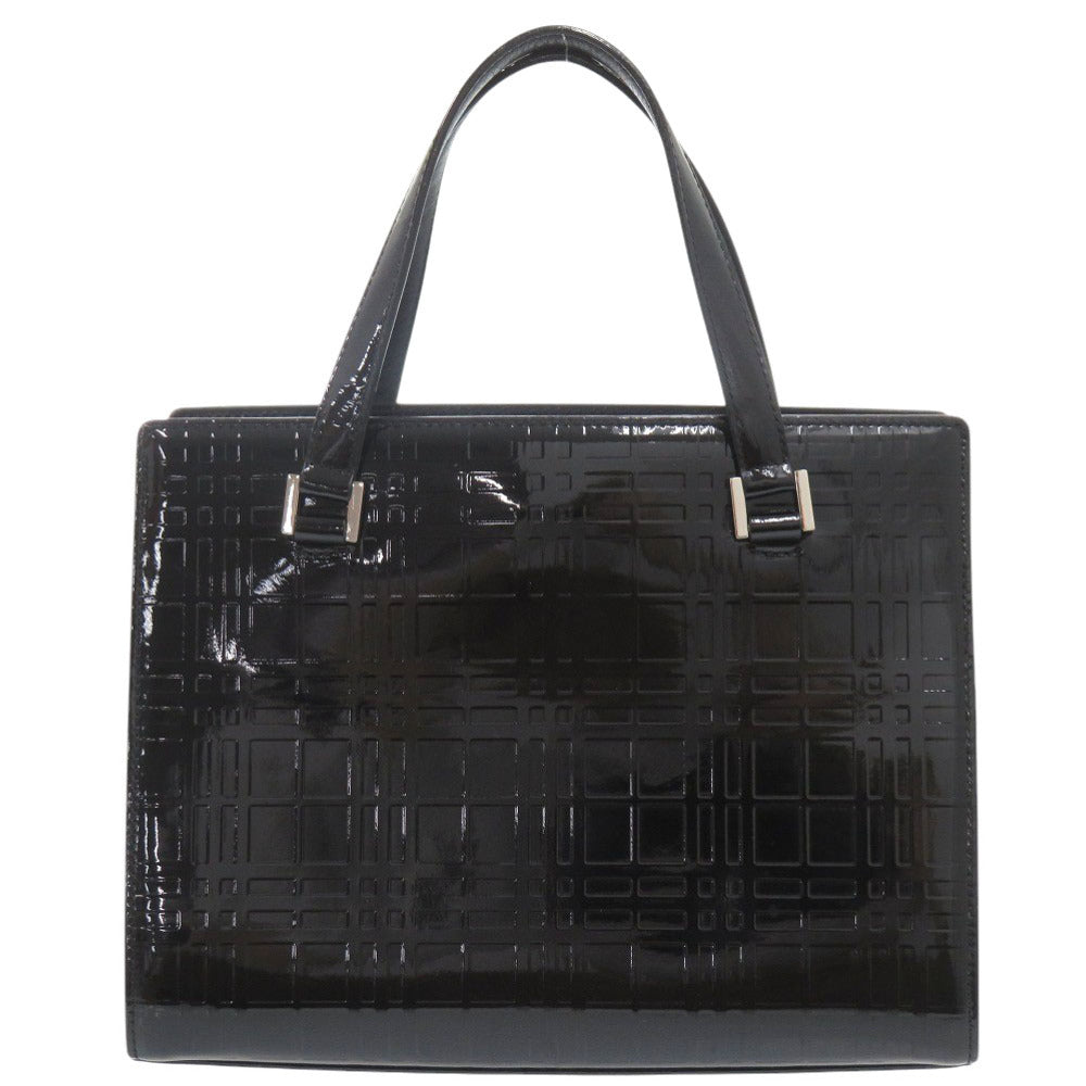 Burberry Enamel Check Pattern Handbag Black Travel Bag