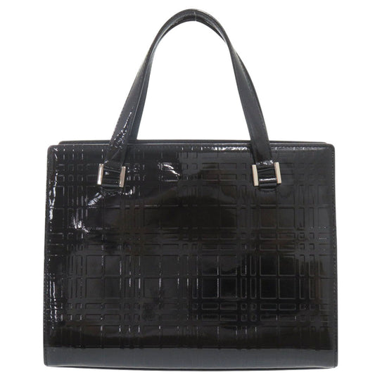 Burberry Enamel Check Pattern Handbag Black Travel Bag