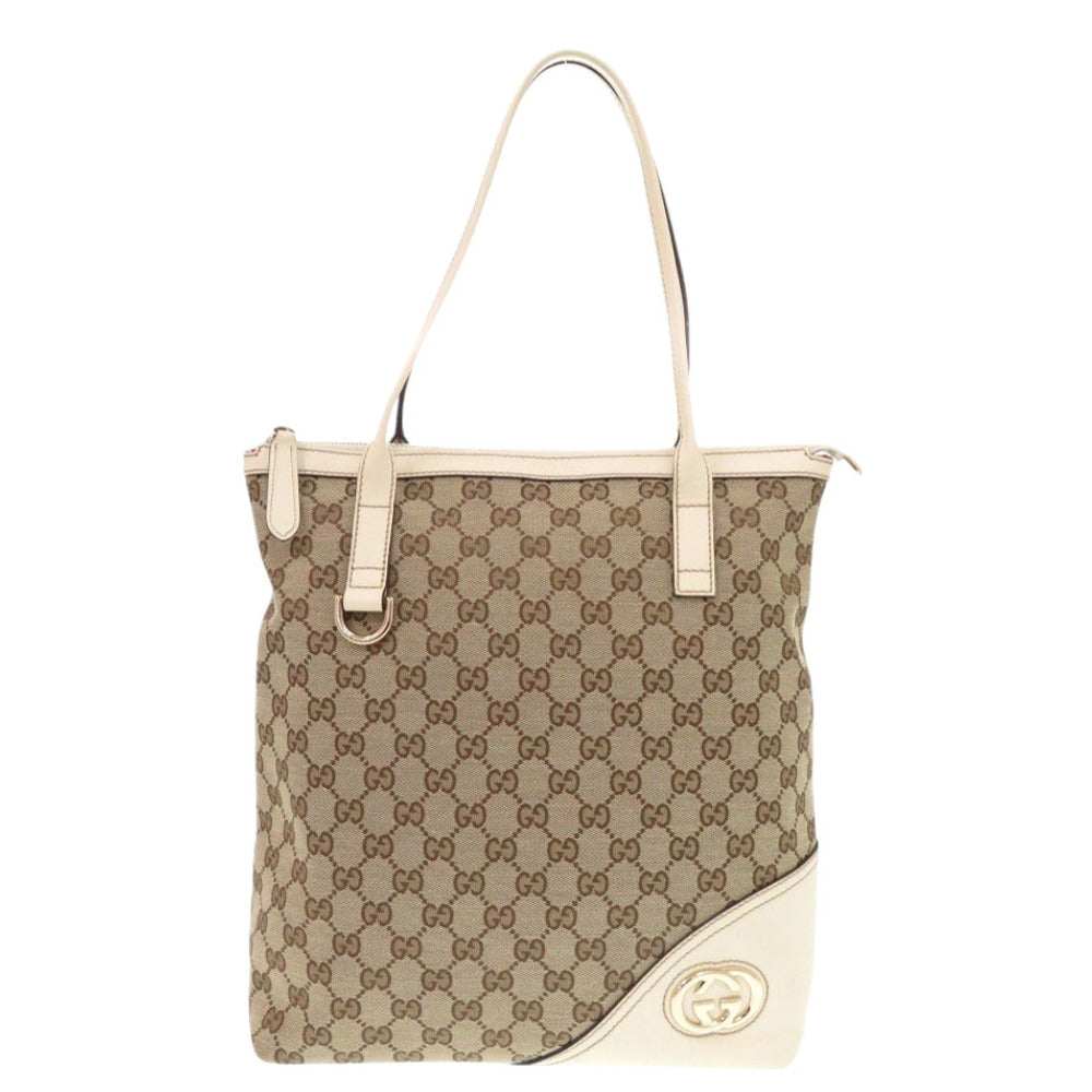 Gucci GG Leather Canvas Beige Tote Bag 7A1248Alb5R6
