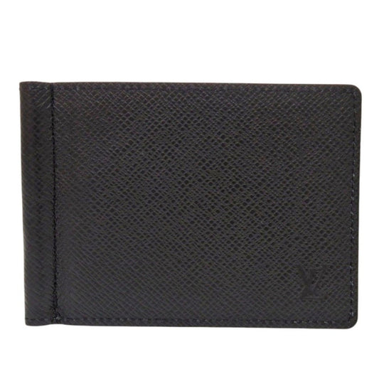 Louis Vuitton M62978 Taiga Money clip Portefeuille Leather Black Wallet Case