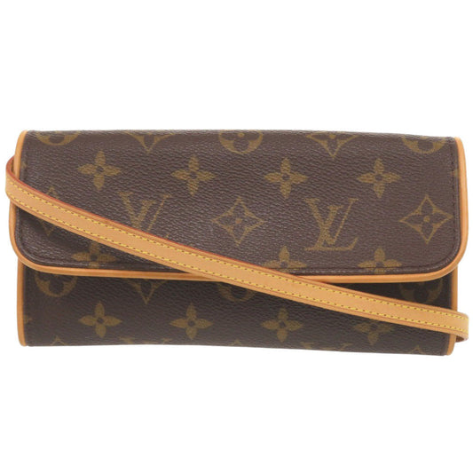 Louis Vuitton M51854 Pochette Twin PM Monogram Canvas Brown Shoulder Bag 7C0088Ga5K6