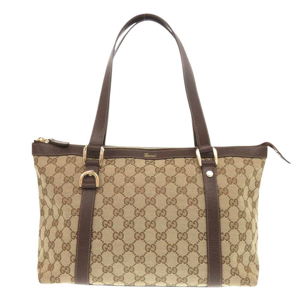 Gucci GG Leather Canvas Beige Handbag