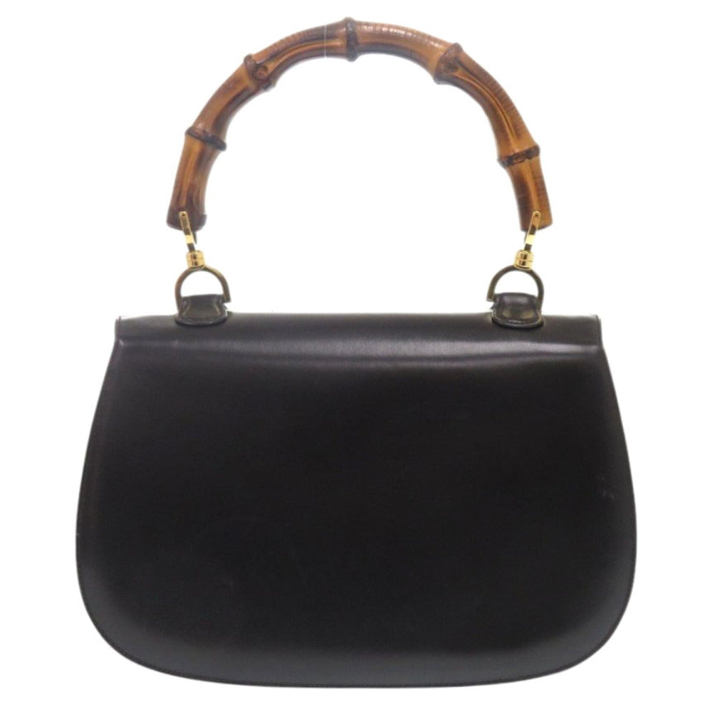 Gucci Bamboo Turnlock Leather Black Handbag