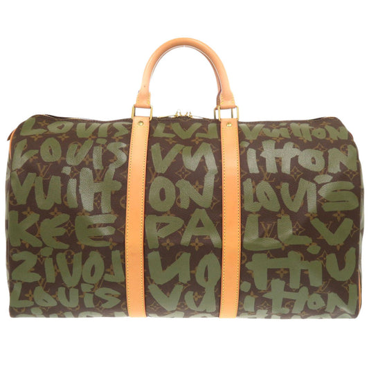 Louis Vuitton Boston Duffel M92196 graffiti Keepall Monogram Canvas Khaki Travel Bag