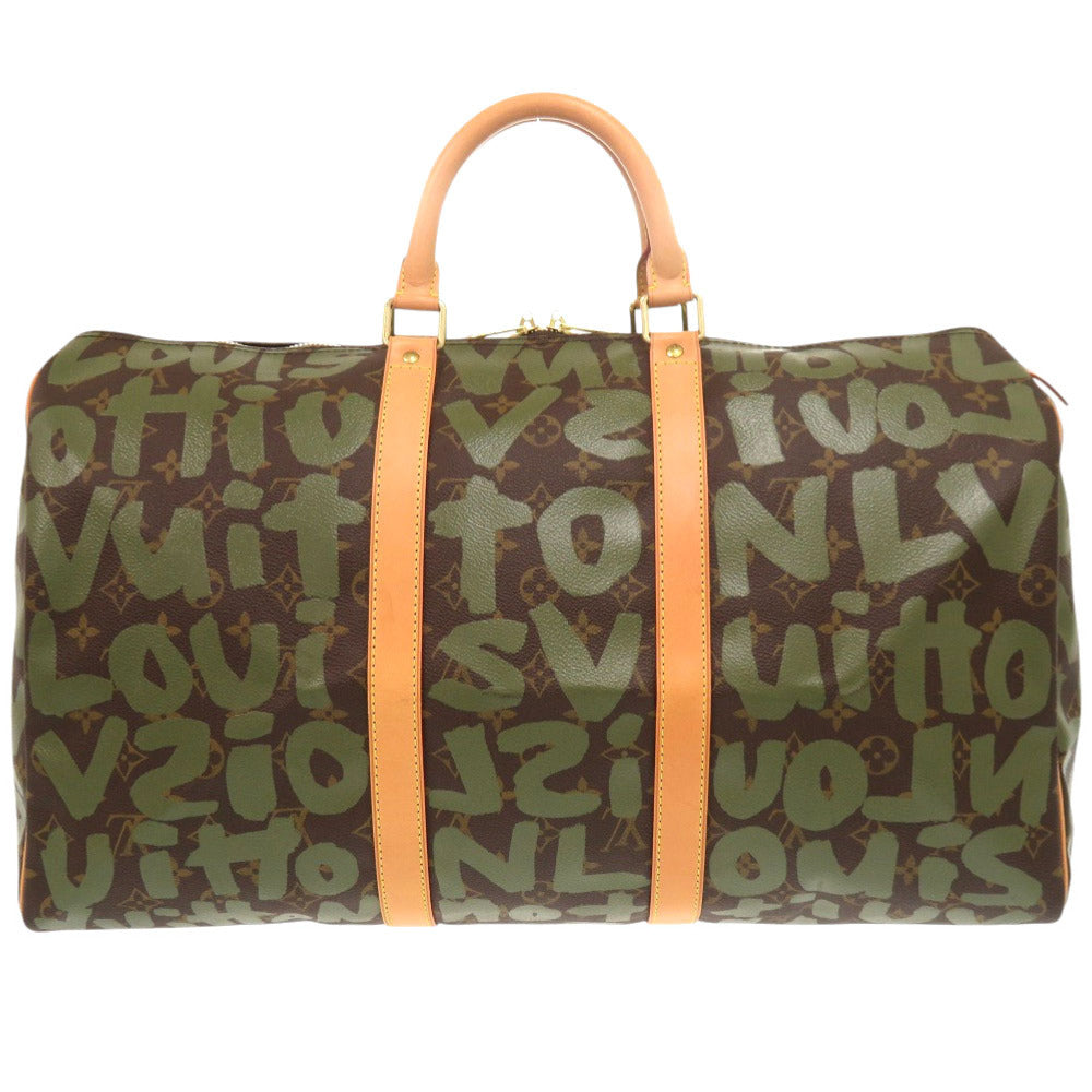 Louis Vuitton Boston Duffel M92196 graffiti Keepall Monogram Canvas Khaki Travel Bag