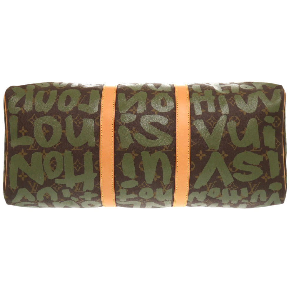 Louis Vuitton Boston Duffel M92196 graffiti Keepall Monogram Canvas Khaki Travel Bag