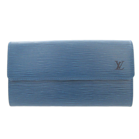 Louis Vuitton Long Purse M63575 Epi Two Leather Blue Wallet Case