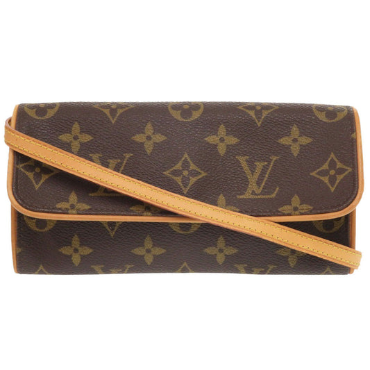 Louis Vuitton M51854 Pochette Twin PM Monogram Canvas Brown Shoulder Bag 7C1068Sp5K14