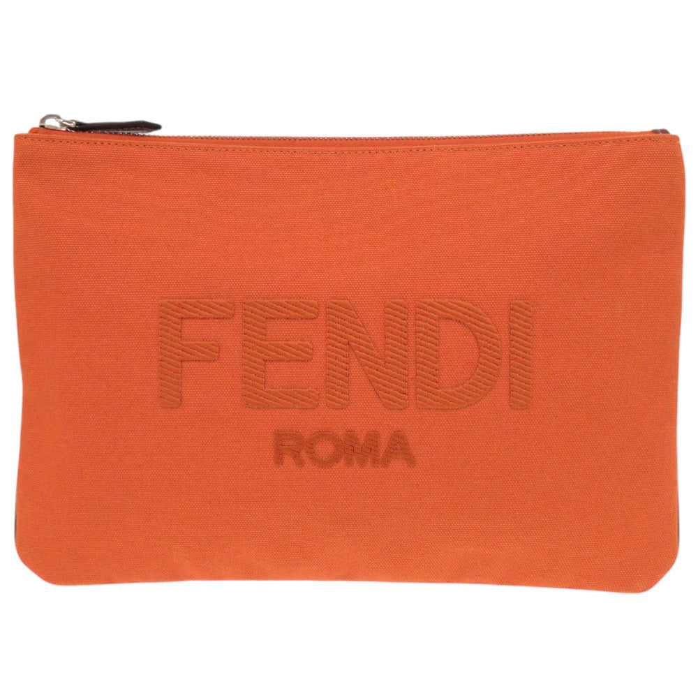 Fendi Clutch Bag 7N0111 Women Canvas Orange Logo