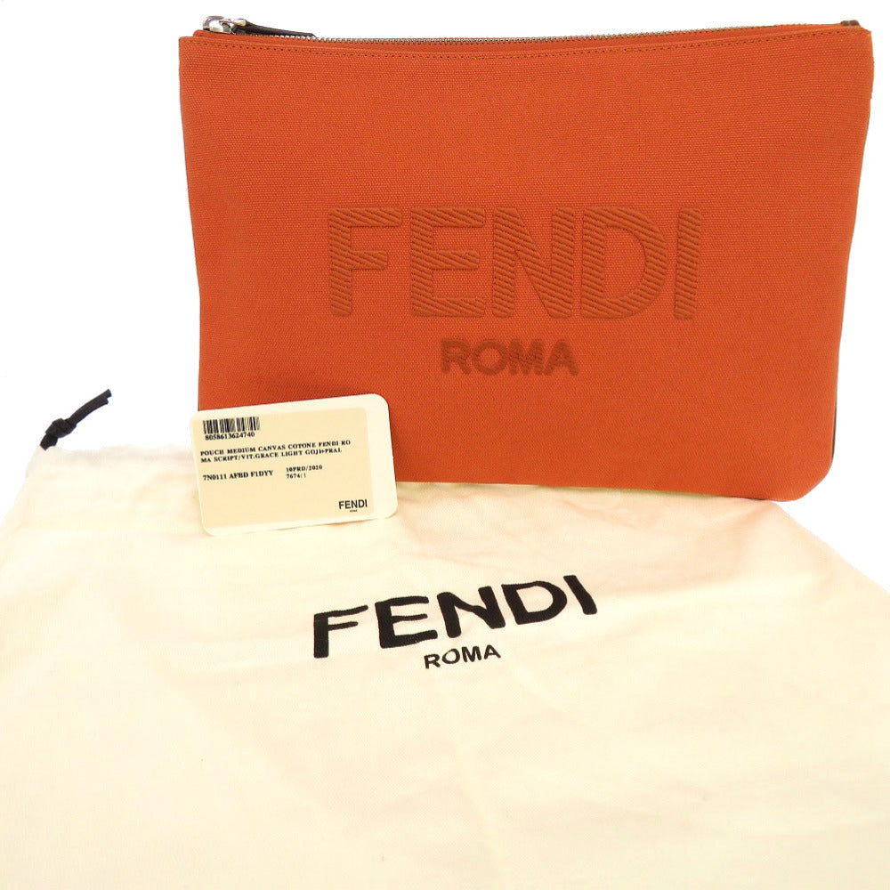 Fendi Clutch Bag 7N0111 Women Canvas Orange Logo