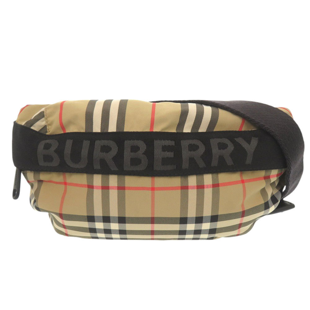 Burberry Sling Bag Check Unisex Unisex Nylon Beige Crossbody Bag