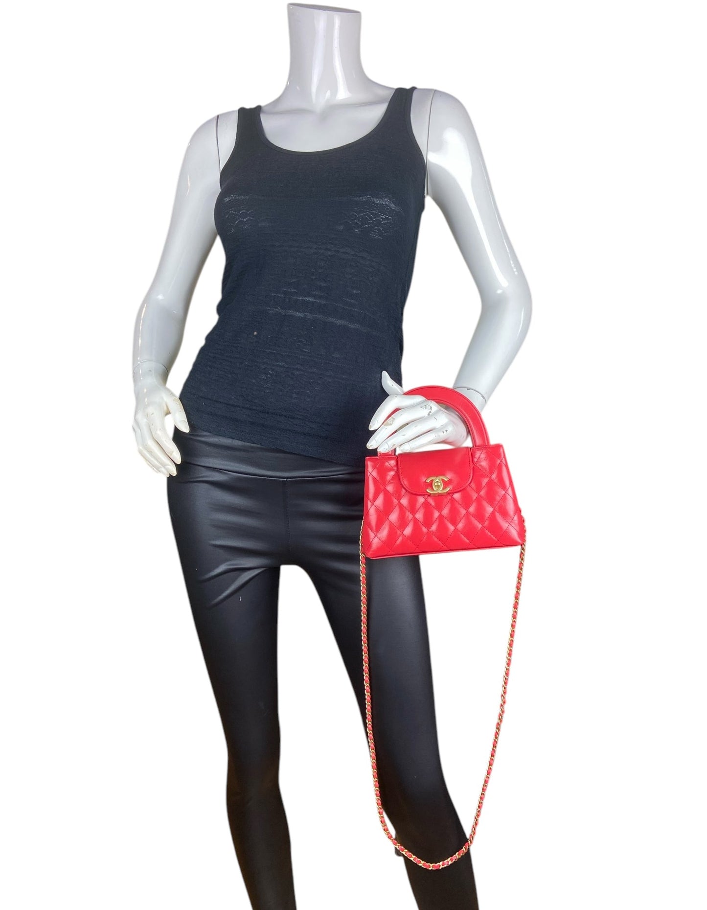 Chanel ' Red Calfskin Quilted Nano Kelly Shopper Bag