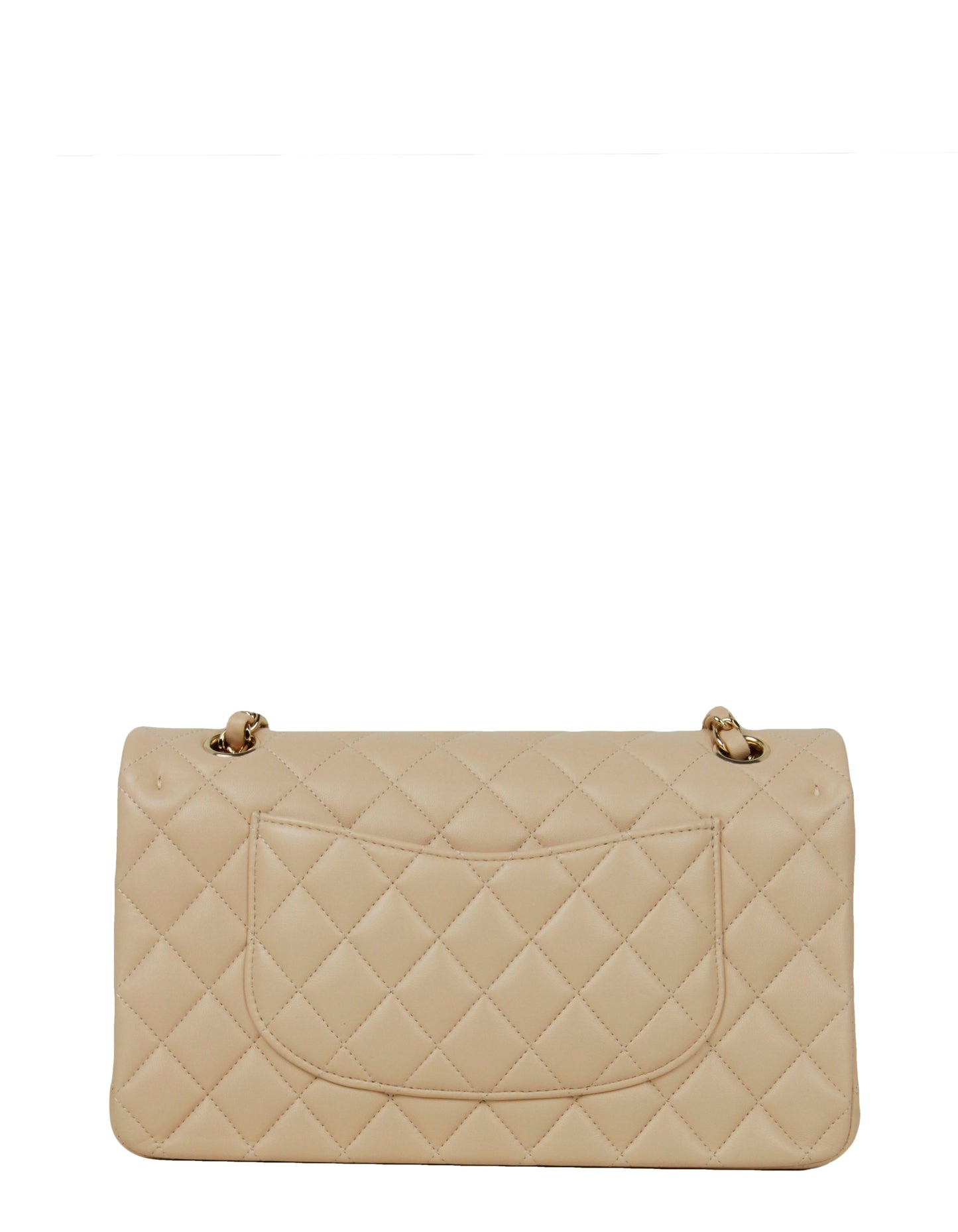 Chanel Beige Lambskin Medium Double Flap GHW Bag