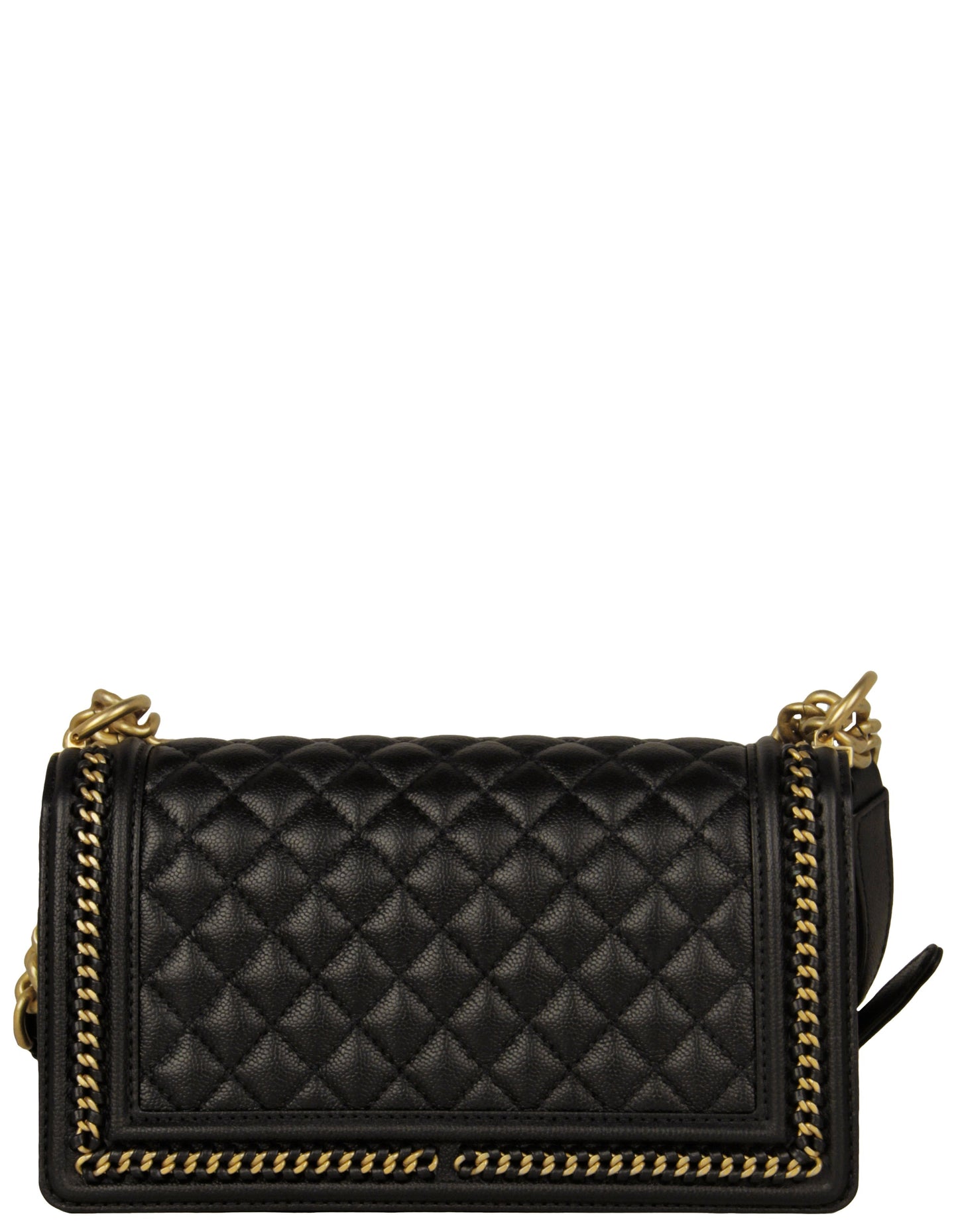 Chanel Black Caviar Quilted Medium Chain Through Boy Flap Bag