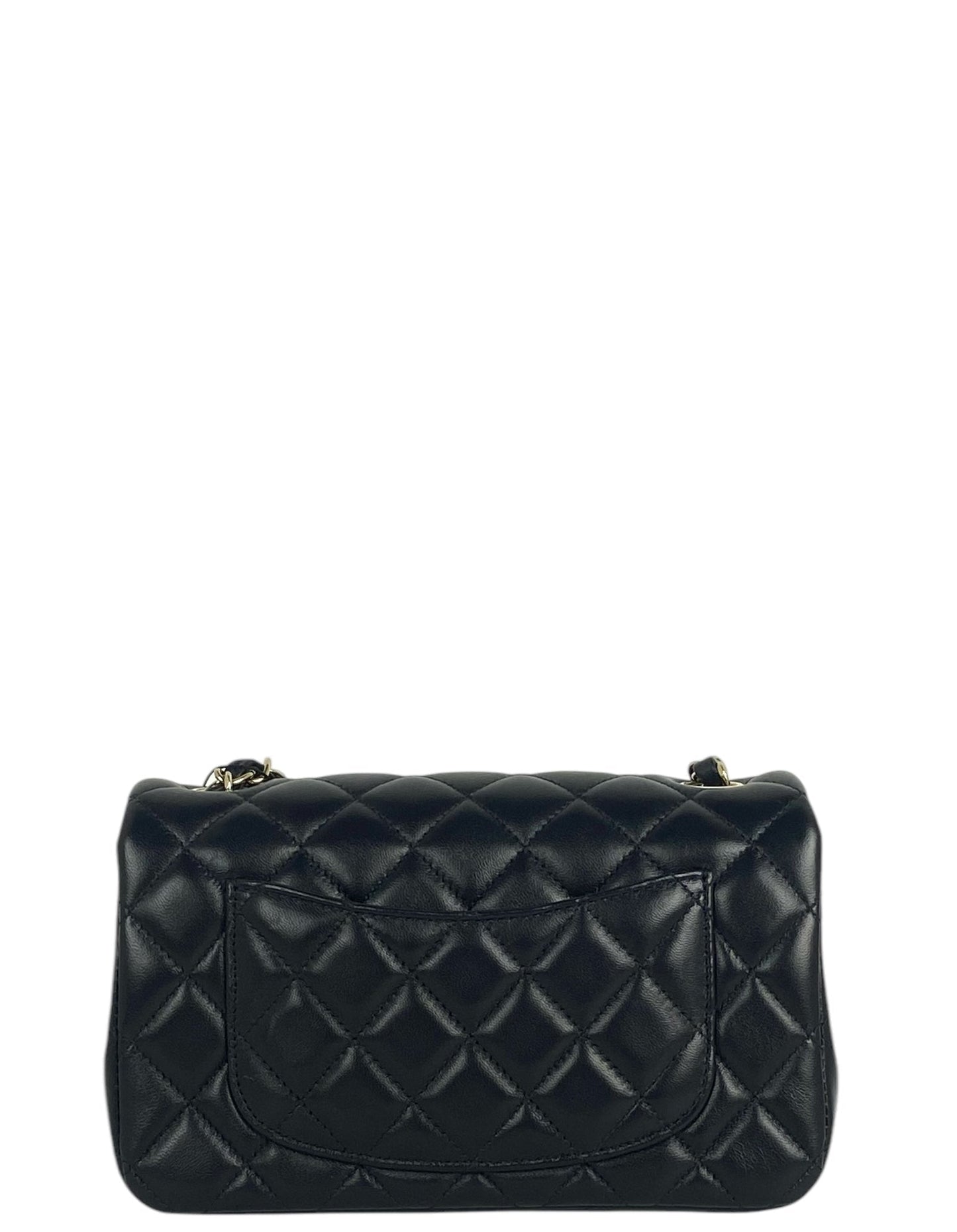 Black Lambskin Rectangular Mini Flap Bag Signature