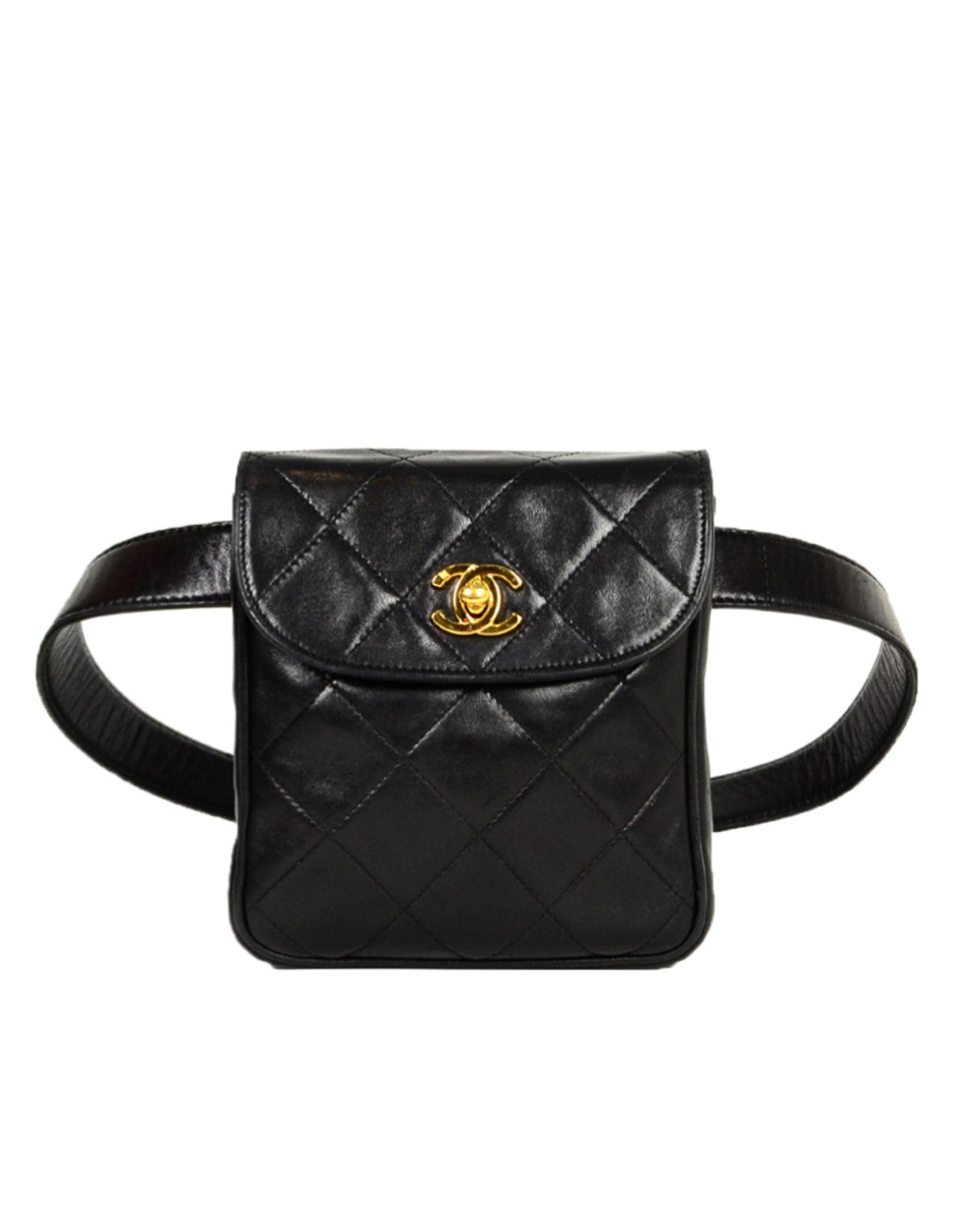 Chanel ' Black Lambskin Quilted Belt Bag sz 75/30"