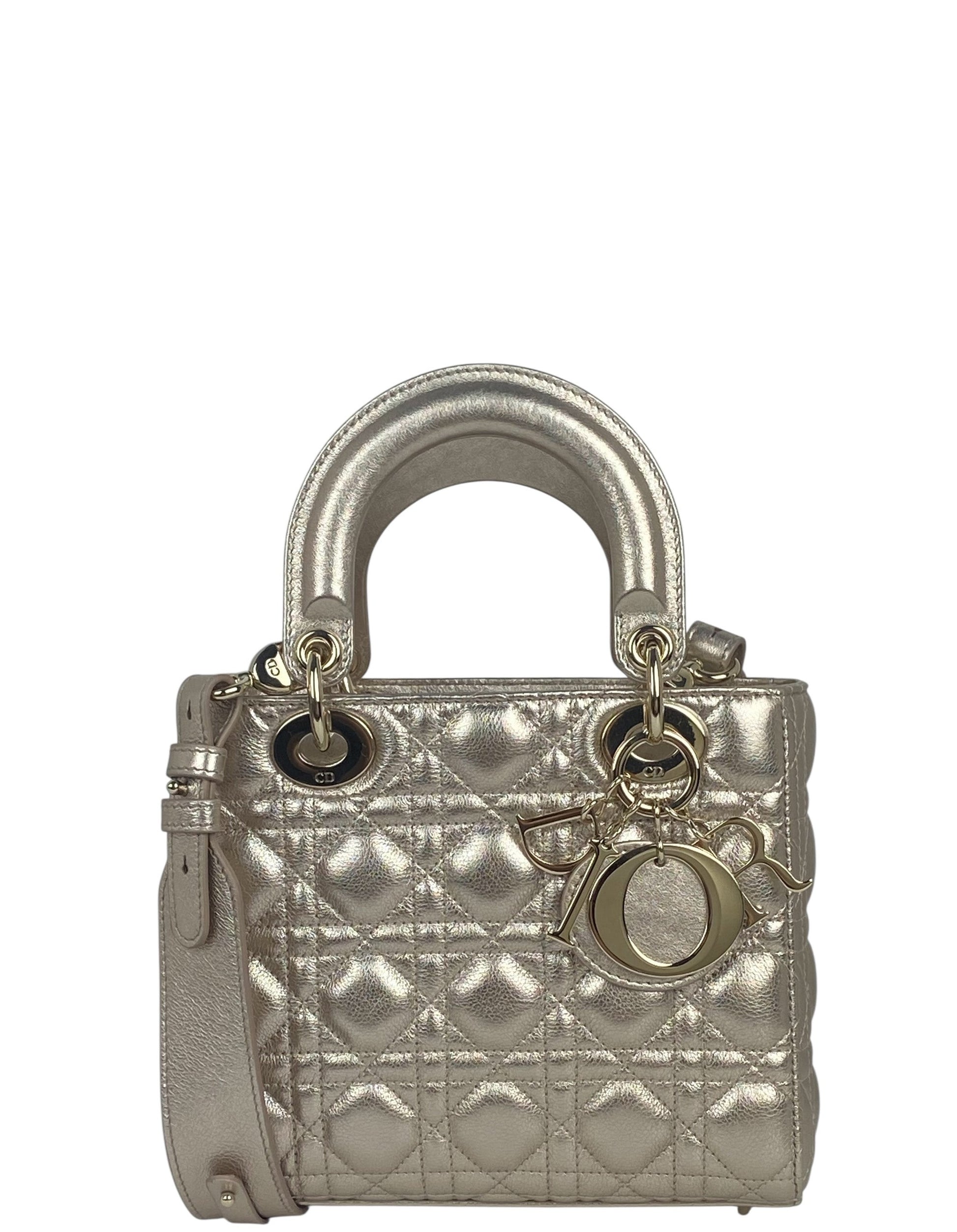 Dior Handbag Christian My ABC Lady Leather Gold Small Crossbody Bag